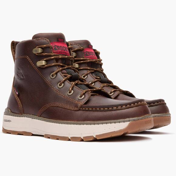NEW ROCKY men\'s rebound wedge waterproof work boot in brown